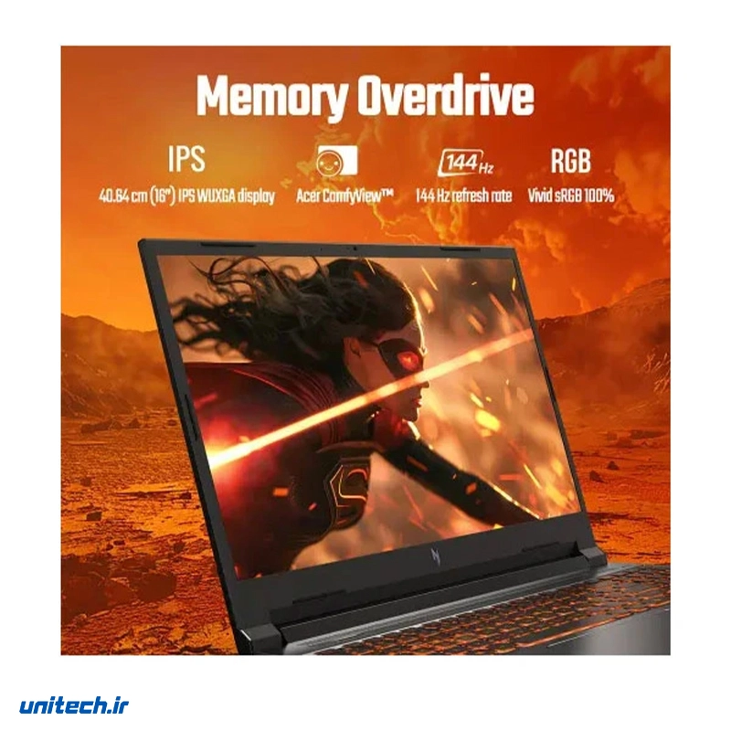 لپ تاپ 16 اینچی ایسر مدل Nitro V 16 ANV1671760Qi7 14650HX16GB DDR5 5600MHz512GB SSDRTX4050FHD 165Hz7